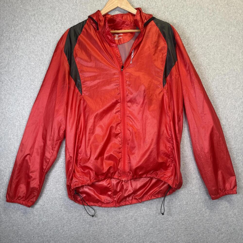 Brooks Running Men's Size Large Red Windbreaker Track Cycling Jacket Zip Up